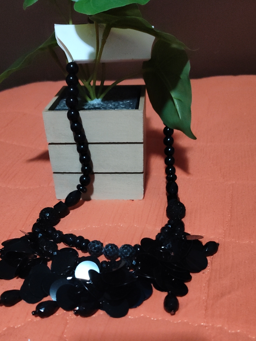 Black Bead Cluster Necklace - Women Jewelry
